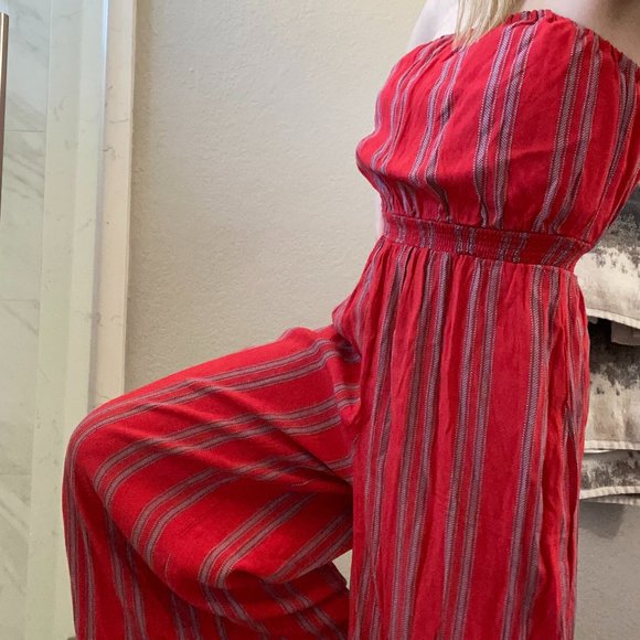 Urban Outfitters Red Vertical Striped Romper NWT - Picture 4 of 7